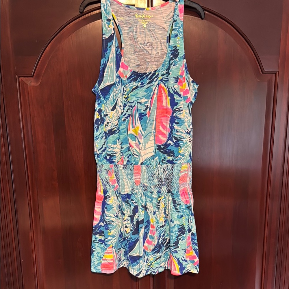 Lilly Pulitzer Blue and Pink Scoop Neck Sundress